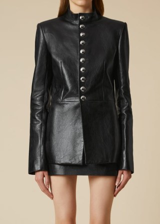 KHAITE THE SAMUEL JACKET in Black Leather ~ womens luxury military style jackets - flipped