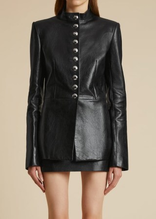 KHAITE THE SAMUEL JACKET in Black Leather ~ womens luxury military style jackets