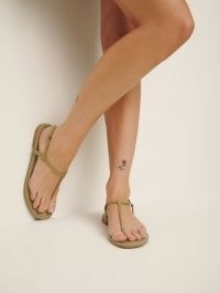 Reformation Thea T-Strap Flat Sandal in Cerignola Leather | strappy thonged flats | luxe summer sandals