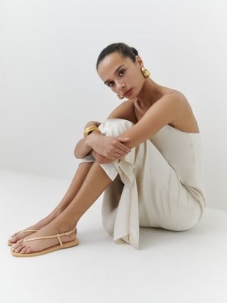 Reformation Vincenza Thong Sandal in Porcini Leather / luxe summer flats / strappy flat sandals