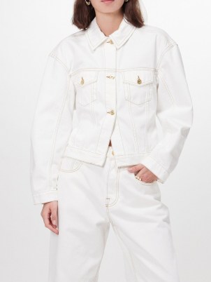 Jacquemus Nîmes white denim jacket | women’s cork and cotton blend jackets