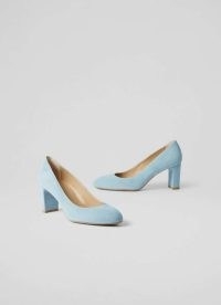 L.K. BENNETT Winola Light Blue Suede Round Toe Courts – round toe court shoes
