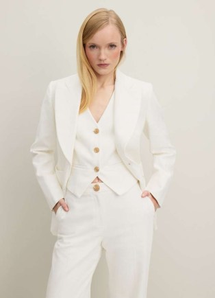 L.K. BENETT Avery Cream Italian Cotton Jacket ~ chic off white spring jackets for 2024
