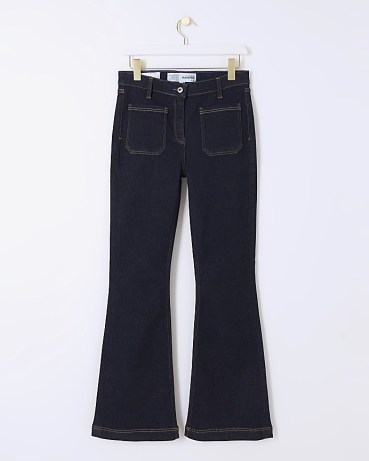 River Island Blue Front Pocket Flared Jeans | 70s inspired flares | retro style denim fashion - flipped