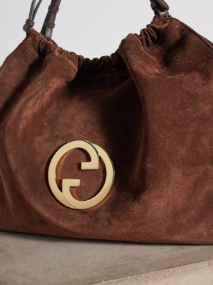 Gucci Blondie brown suede tote bag | large slouchy bags - flipped