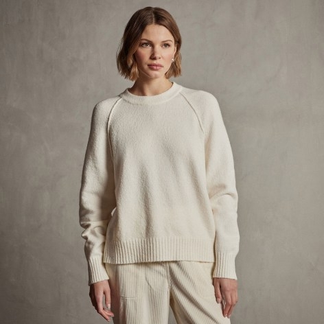 JAMES PERSE COTTON CASHMERE BLEND PULLOVER in IVORY | women’s luxe pullovers | womens off white relaxed fit jumper