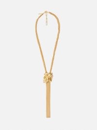 Jigsaw Crumpled Textured Necklace in 24ct gold plated – women’s statement jewellery – chunky tasseled necklaces