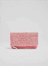 L.K. BENNETT Danilla Pink Raffia Fold Over Clutch ~ small summer bags ~ women’s holiday accessories