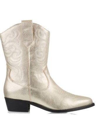 DWRS SANDSTONE METALLIC WESTERN BOOT in CHAMPAGNE / shiny leather cowboy boots - flipped