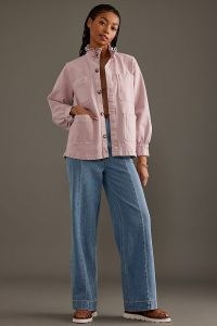 Seventy + Mochi Pablo Denim Jacket in Pink ~ casual high frill neck jackets