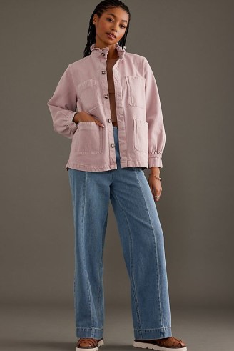 Seventy + Mochi Pablo Denim Jacket in Pink ~ casual high frill neck jackets