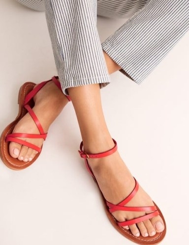 Boden Everyday Flat Sandals in Post Box Red ~ strappy flat sandal - flipped