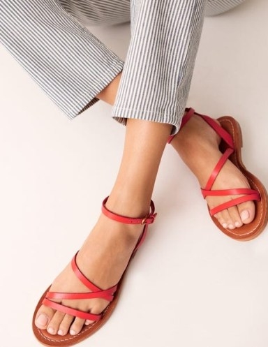 Boden Everyday Flat Sandals in Post Box Red ~ strappy flat sandal