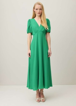 L.K. BENNETT Hermia Green Crepe Maxi Dress ~ floaty split sleeve occasion dresses ~ summer event occasionwear - flipped