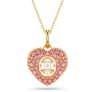 SWAROVSKI Hyperbola Pink Heart pendant Octagon cut, Crystal pearls, Gold-tone plated ~ pendants with crystals - flipped