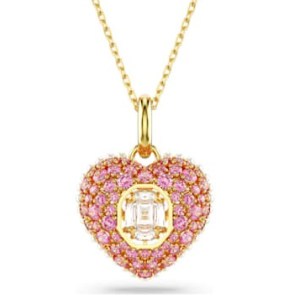 SWAROVSKI Hyperbola Pink Heart pendant Octagon cut, Crystal pearls, Gold-tone plated ~ pendants with crystals