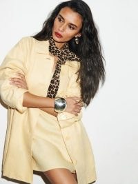 Reformation Irene Linen Jacket in Parmesan / yellow relaxed longline jackets / chic spring clothing