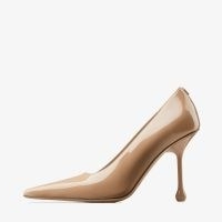 JIMMY CHOO Biscuit Patent Leather Pumps – glossy courts – drop heel court shoes