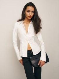 Reformation Jodie Shirt White – women’s fitted organic cotton shirts