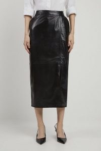 KAREN MILLEN Leather Tailored Maxi Skirt in Black ~ luxe pencil skirts ~ luxury clothing