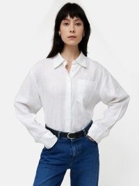 JIGSAW Linen Relaxed Shirt in White / women’s lightweight shirts