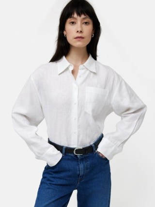 JIGSAW Linen Relaxed Shirt in White / women’s lightweight shirts