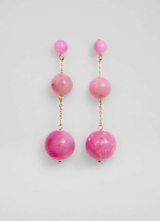 L.K. BENNETT Malon Pink Acrylic Ball Drop Earrings ~ summer occasion fashion jewellery ~ candy coloured drops - flipped