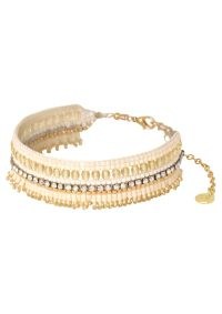MISHKY FLECOS BEADED FRINGE BRACELET in GOLD TONE / fringed boho bracelets / bohemian bead jewellery
