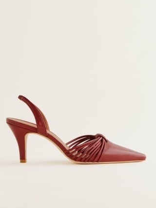 The Reformation Natanya in Brick Red Leather ~ red snip toe leather slingbacks - flipped