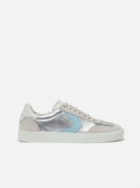 JIGSAW Portland Vintage Classic Trainer in Silver ~ women’s leather metallic panel trainer ~ womens sports luxe shoes