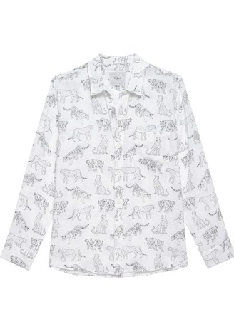 RAILS CHARLI LINEN SHIRT in IVORY CAT / womens wild cat print shirts