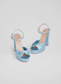 L.K. BENNETT Rosa Pale Blue Satin Platform Sandals ~ silky luxe platforms