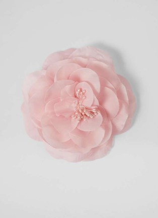 L.K. BENNETT Rosette Pink Chiffon Corsage ~ occasion corsages ~ floral wedding guest accessory - flipped