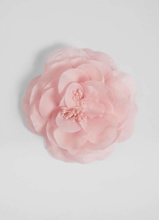 L.K. BENNETT Rosette Pink Chiffon Corsage ~ occasion corsages ~ floral wedding guest accessory