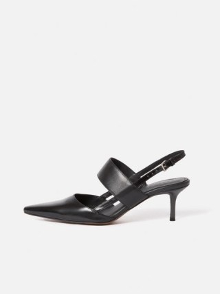 JIGSAW Russo Kitten Heel in Black ~ pointy slingback courts ~ contemporary pointed toe slingbacks ~ leather pumps - flipped