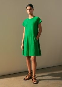 ME and EM Slub Jersey Raglan Seam Short Swing Dress in Spring Green ~ cap sleeve t-shirt dresses