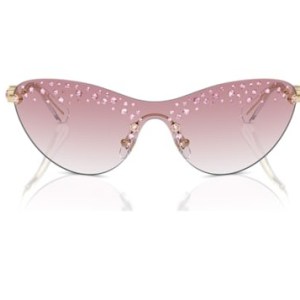SWAROVSKI Mask Sunglasses in Pink ~ crystal embellished sunnies - flipped
