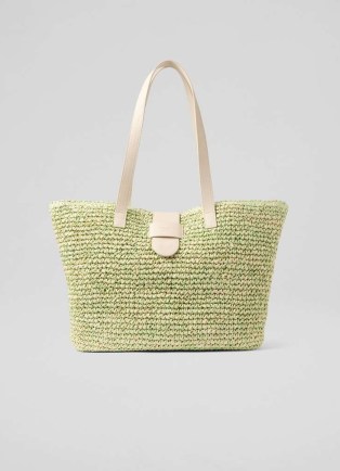 L.K. BENNETT Tara Green Marl Raffia Shoulder Bag ~ summer tote bags - flipped