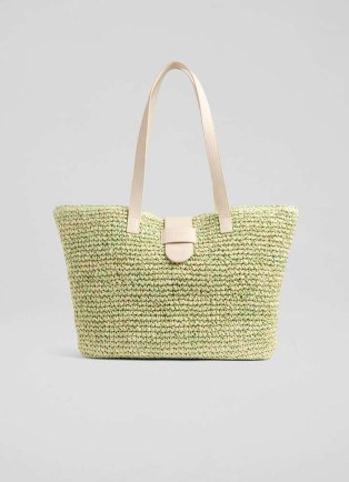 L.K. BENNETT Tara Green Marl Raffia Shoulder Bag ~ summer tote bags