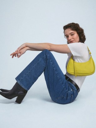 JIGSAW Crescent Bag Small in Yellow ~ 90s inspired shoulder bags ~ pebble leather baguette style handbag