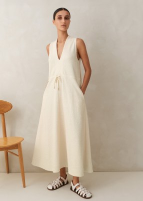 ME AND EM Textured Maxi Dress in Cream ~ sleeveless relaxed fit summer dresses ~ chic fashion ~ minimalist clothing - flipped