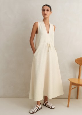 ME AND EM Textured Maxi Dress in Cream ~ sleeveless relaxed fit summer dresses ~ chic fashion ~ minimalist clothing