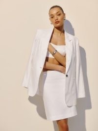 Reformation The Classic Relaxed Linen Blazer in White / women’s single breasted longline jacket / womens spring blazers