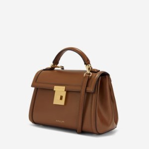 DeMELLIER The Paris in tan smooth leather ~ brown top handle bags ~ luxury crossbody ~ luxe handbags