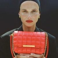 DeMELLIER The Phoenix in poppy red smooth leather ~ glamorous quilted chain shoulder strap bags ~ luxury handbags ~ chic bags