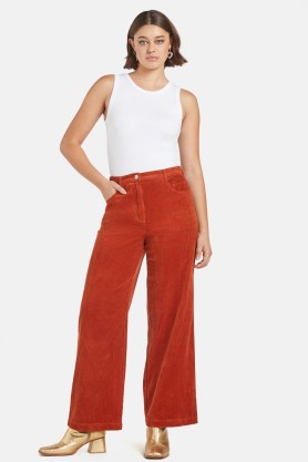 gorman Atlanta Cord Jean in Rust – women’s orange brown organic cotton corduroy jeans - flipped
