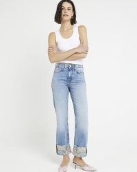 River Island Blue Embroidered Stove Pipe Straight Jeans | women’s denim fashion