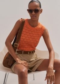ME AND EM Cotton Lace Stitch Knit Vest / sleeveless crew neck sweaters / vibrant summer knitwear