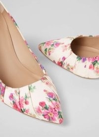 L.K. BENNETT Florena Bouquet Print Cotton Pleated Courts / floral occasion court shoes
