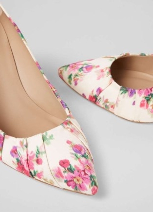 L.K. BENNETT Florena Bouquet Print Cotton Pleated Courts / floral occasion court shoes